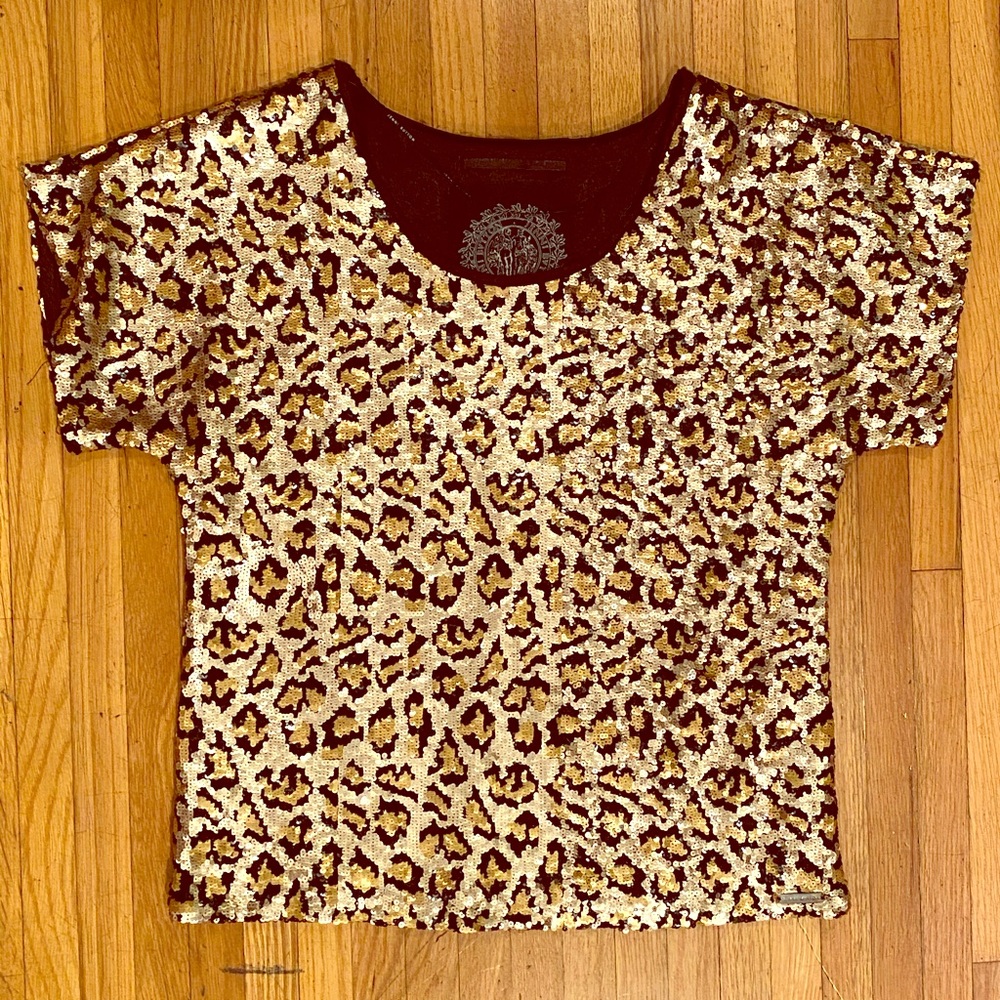 GORGEOUS vintage sequin leopard print top